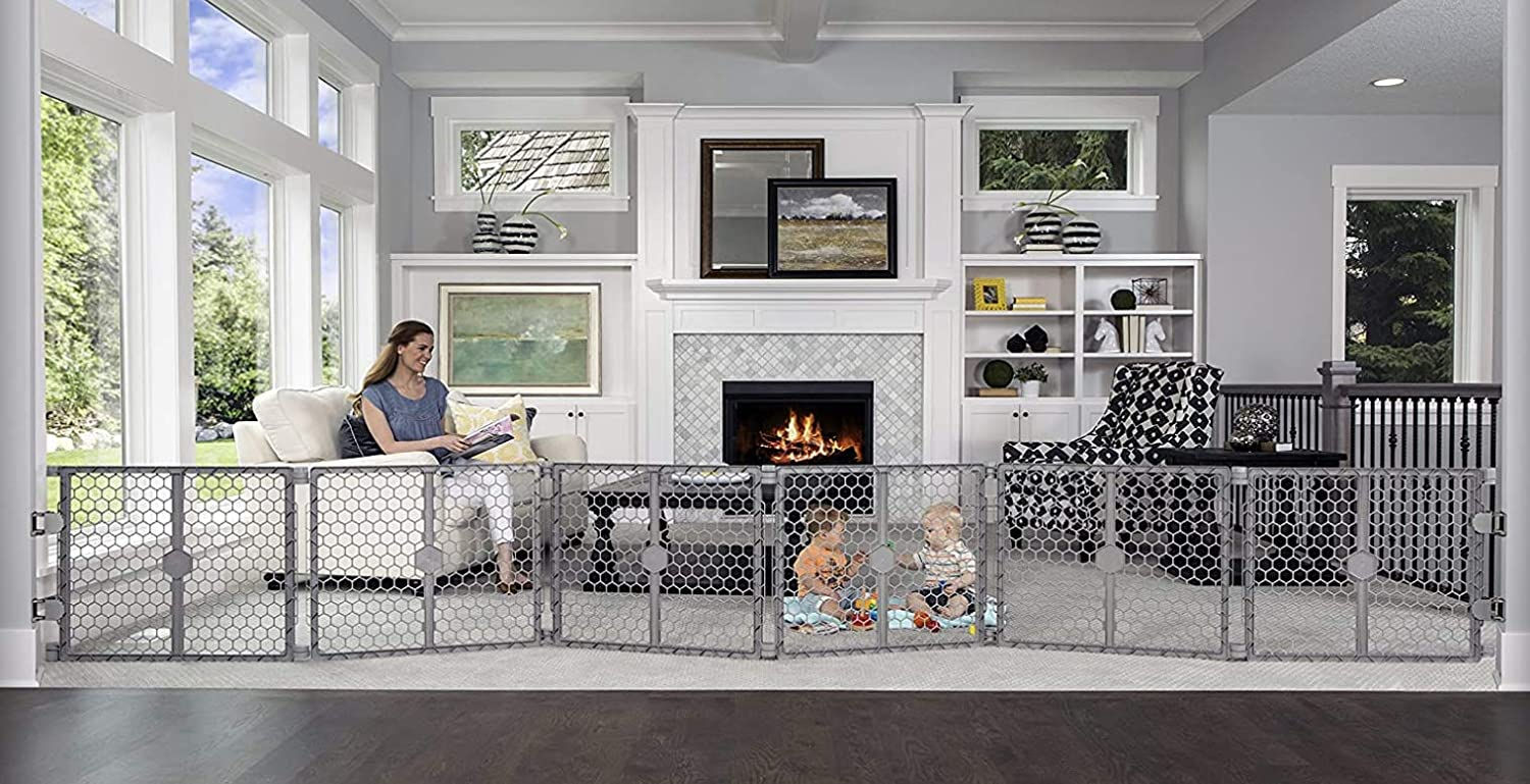 Regalo Plastic 192-Inch Super Wide Adjustable Baby Gate and Play Yard, 2-In-1, 