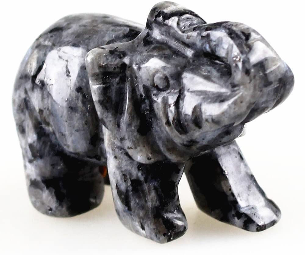 Carved Healing Crystals Gemstones Elephant Statue Figurine Collectible Decor 1.