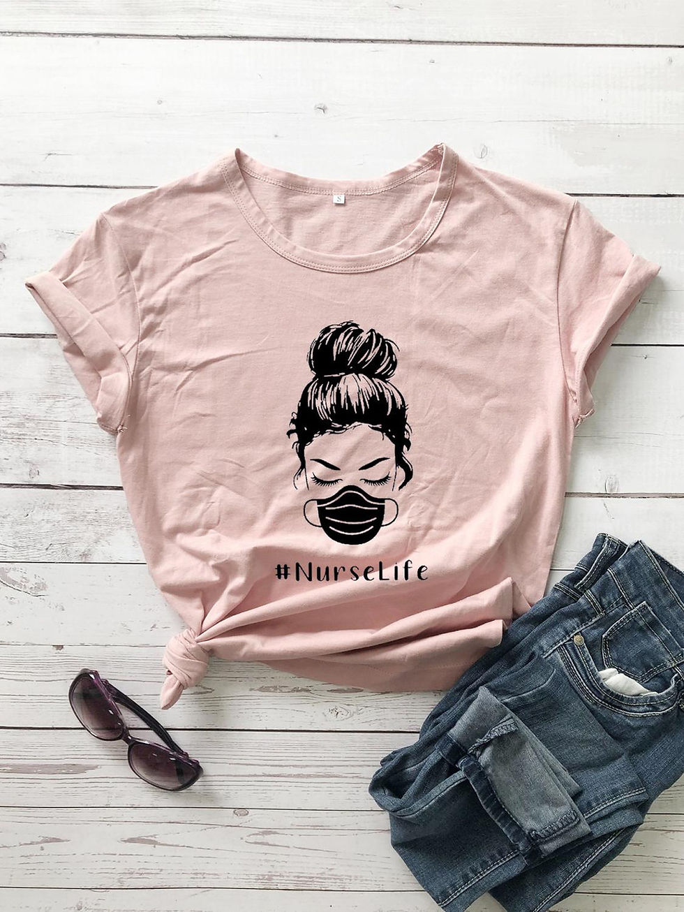 Thumbnail: Nurse Life T-Shirt Nurse Gift Shirts Social Distance  100%cotton Casual