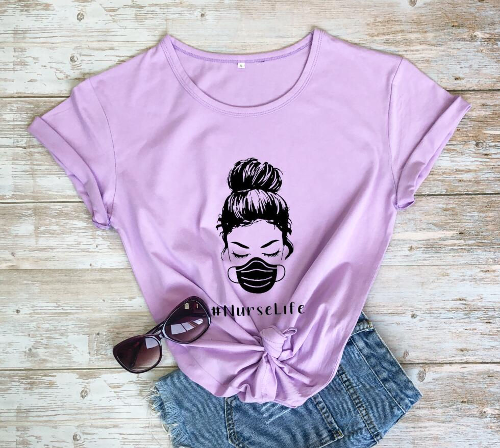Thumbnail: Nurse Life T-Shirt Nurse Gift Shirts Social Distance  100%cotton Casual