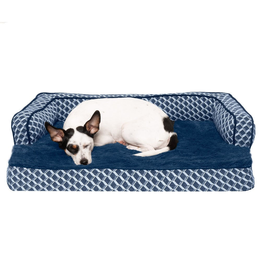 FurHaven Pet Bed | Plush & Décor Comfy Couch Orthopedic Sofa-Style Dog Bed