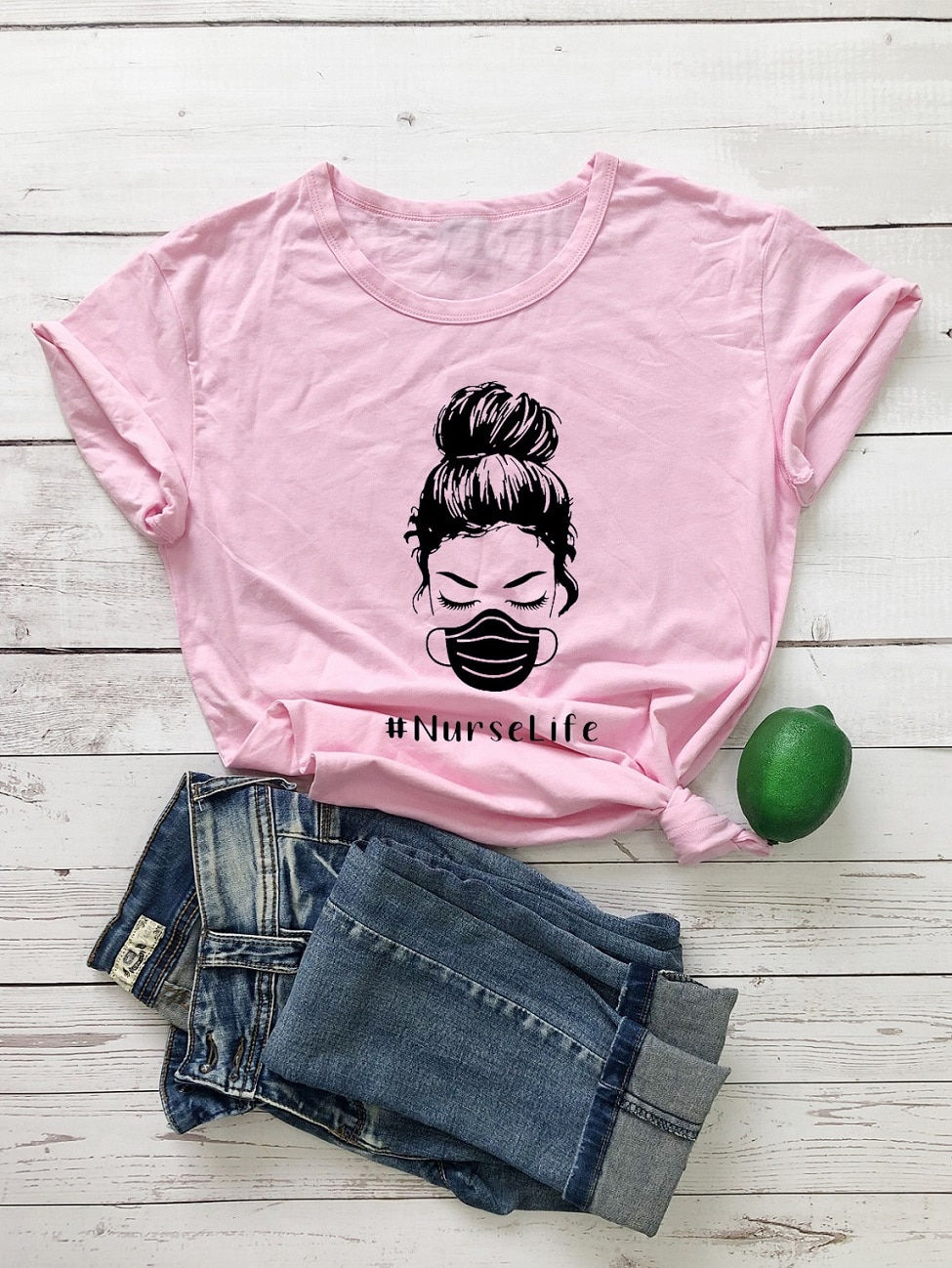 Thumbnail: Nurse Life T-Shirt Nurse Gift Shirts Social Distance  100%cotton Casual