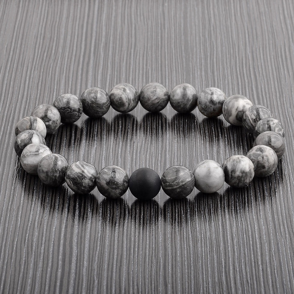 Thumbnail: Men's Spiritual Healing Natural Stone Bead Stretch Bracelet