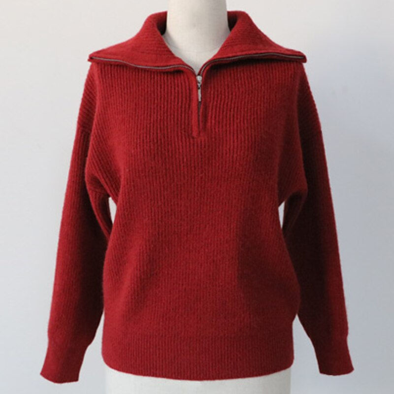 Thumbnail: Winter Women's Turtleneck Sweater Pullover Women Zipper Turn Down Soft Beige Kn