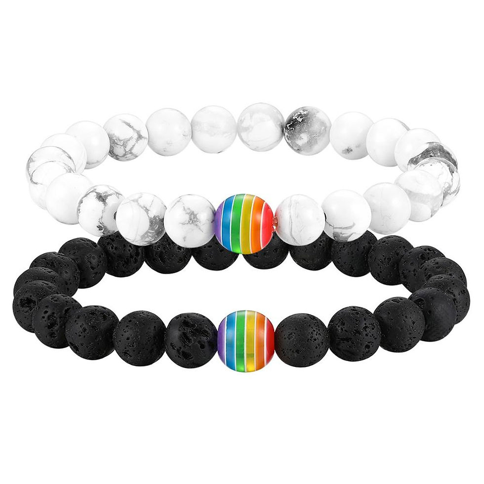 Thumbnail: Boniskiss Rainbow Bead Bracelet Pride Stone Strand Couple Bracelets Male female