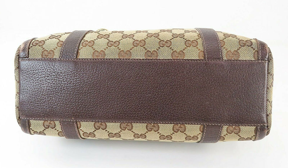 Thumbnail: (B) Authentic GUCCI Brown GG Canvas and Leather Boston Hand Bag #40633