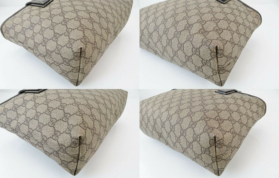 Thumbnail: (B) Authentic GUCCI Brown GG PVC Canvas and Leather Tote Bag Purse #40187