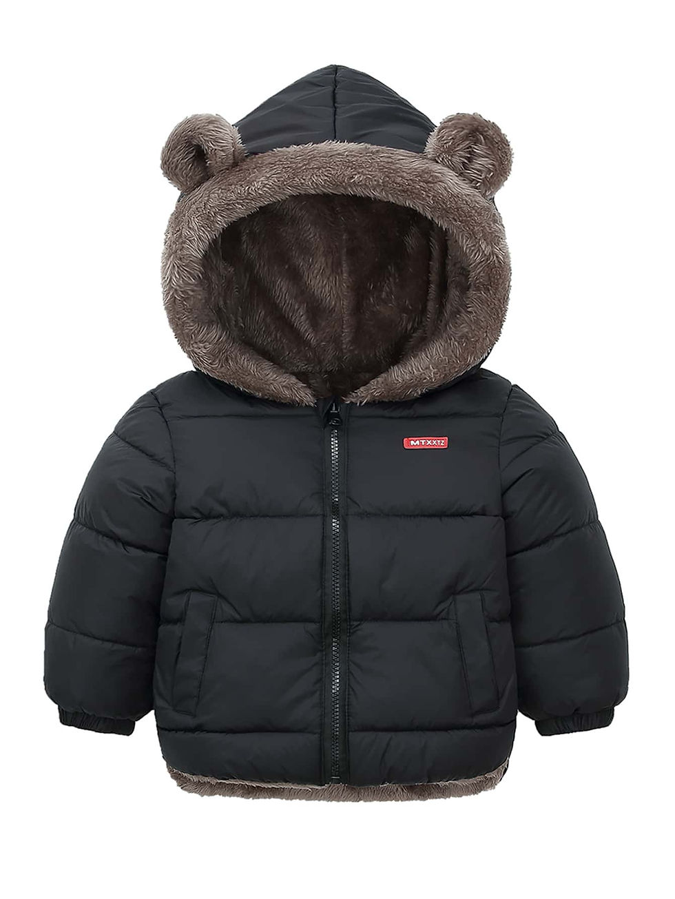 Thumbnail: Toddler Boys Letter Patched Zip Front Winter Coat