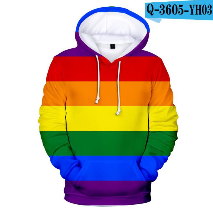 Thumbnail: LGBT Rainbow Flag Hoodie Sweatshirt  Gay Friendly LGBTQ Equity