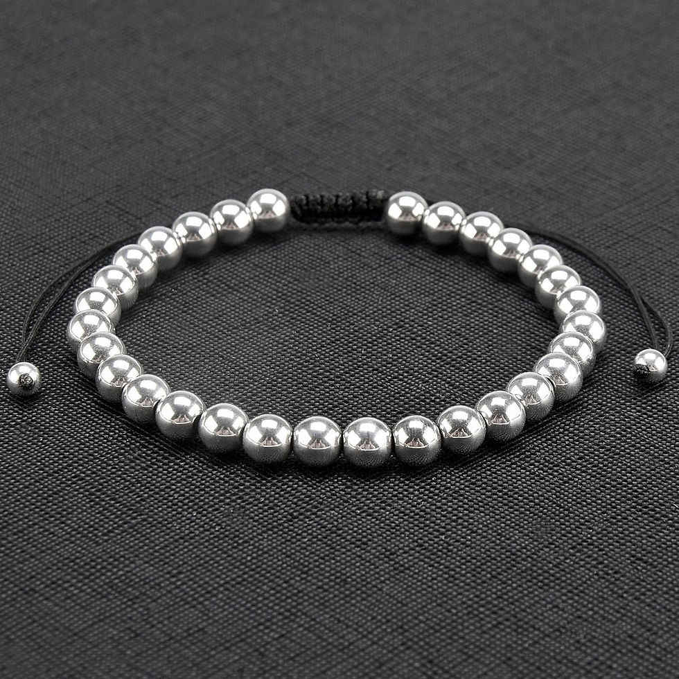Thumbnail: Hematite Stone Beaded Adjustable Bracelet (6mm)