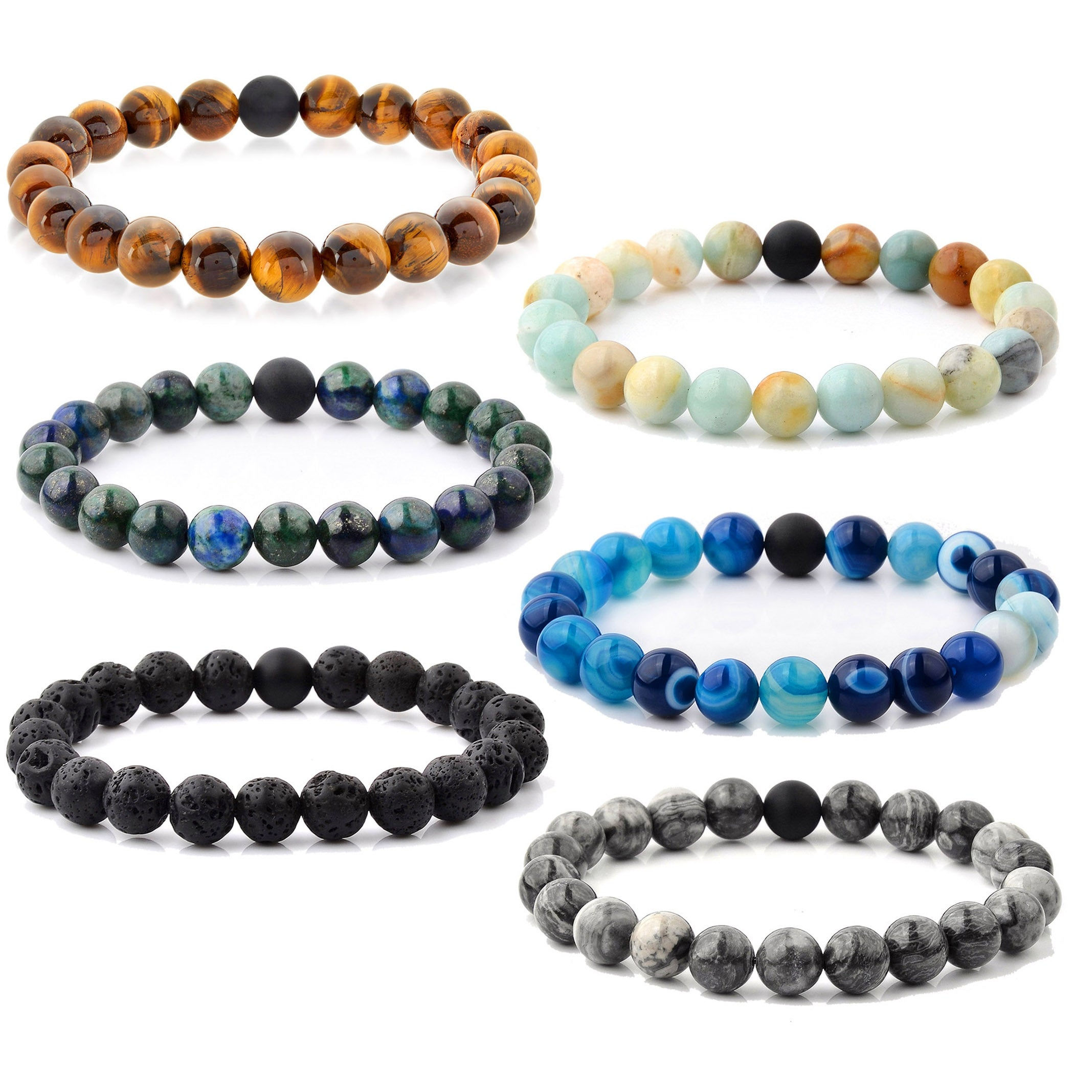 Men's Spiritual Healing Natural Stone Bead Stretch Bracelet