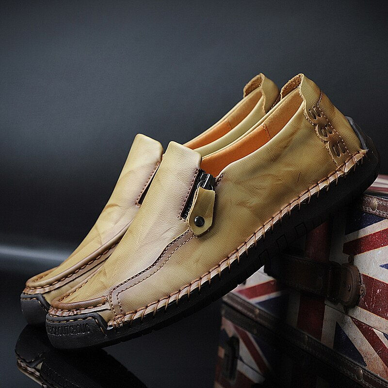 Thumbnail: Men Loafers Shoes Handmade Sewing Leather Mocasines Hombre Lofer Shoes Casual