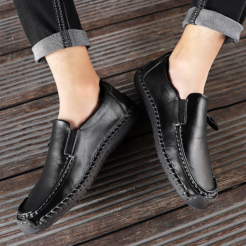 Thumbnail: Men Loafers Shoes Handmade Sewing Leather Mocasines Hombre Lofer Shoes Casual
