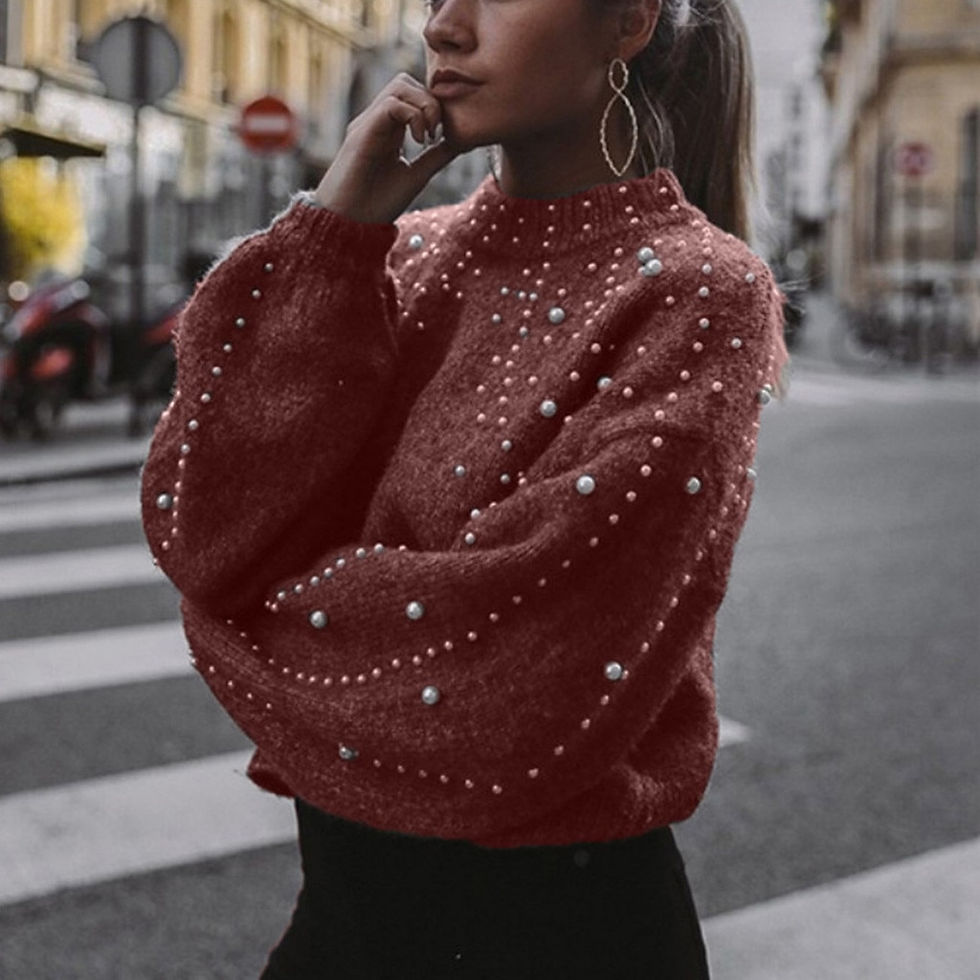 Thumbnail: Women's Casual Pullover Sweater Thick Needle Loose Pearl Sweaters Femme Clothes