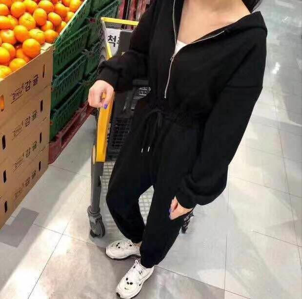 Thumbnail: Casual Jumpsuits Romper Hooded Zipper Sexy Outwear Jogging Outfits Jumpsuit
