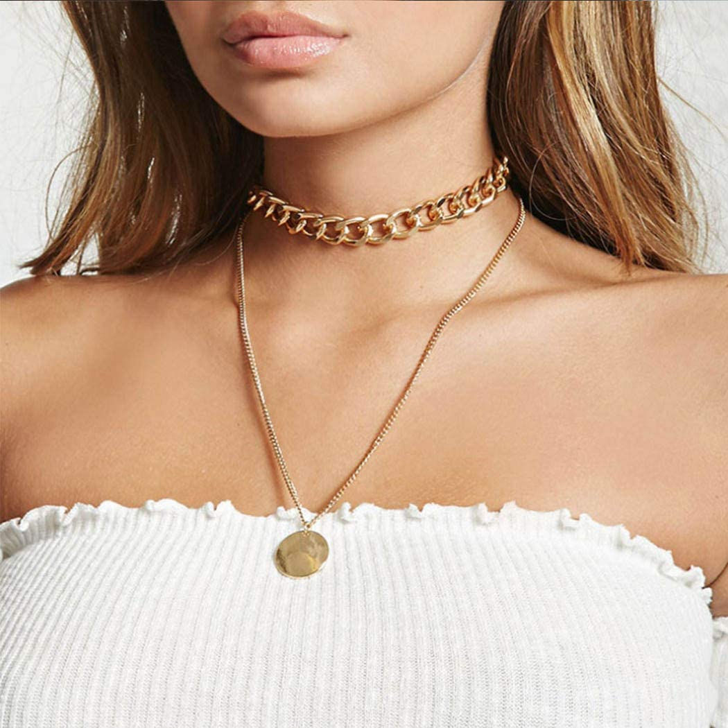 Ludress Boho Layered Necklace Gold Rhinestone Pendant Necklaces Butterfly Moon