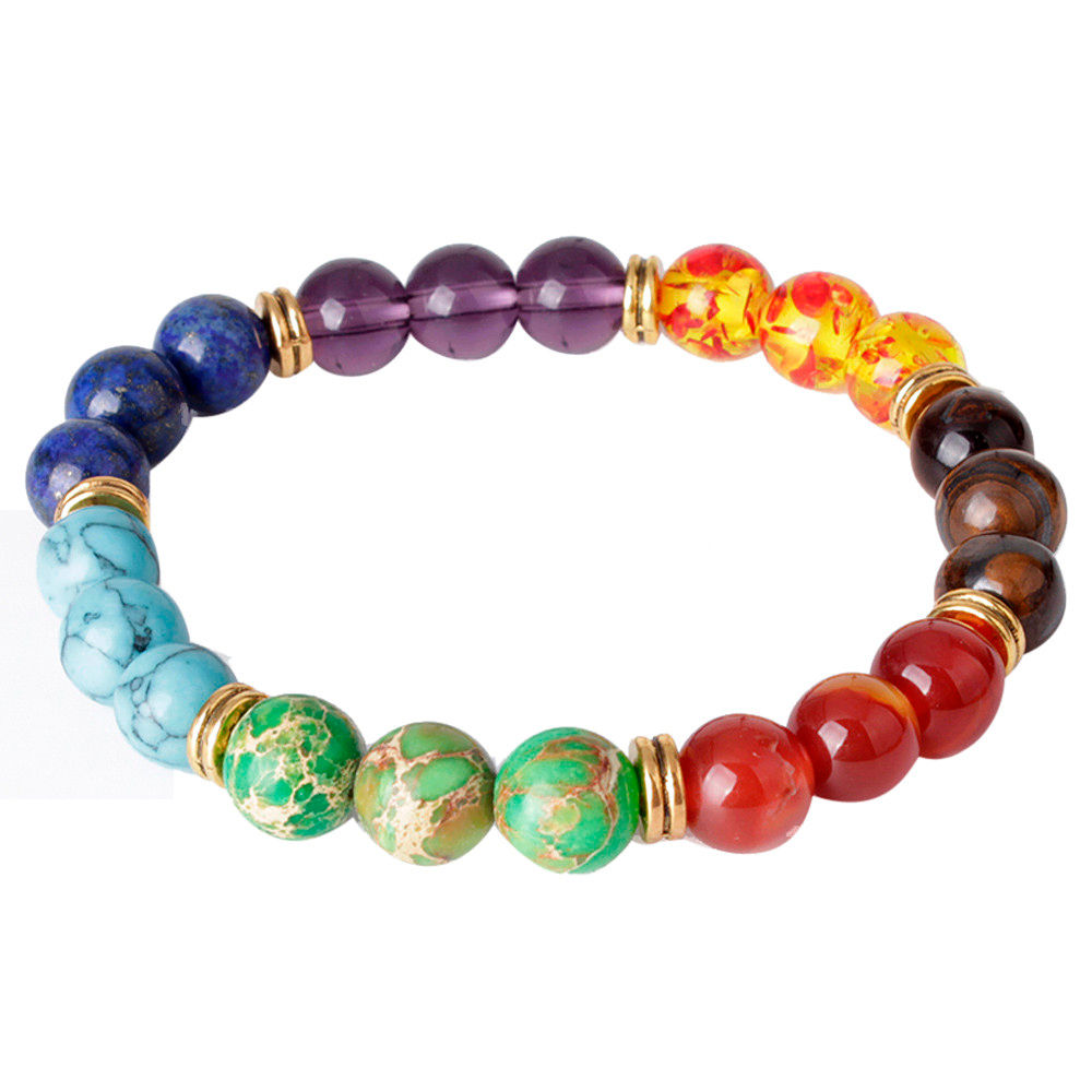Mosunx Colorful Mens Womens 7 Stone Chakra Healing Reiki Prayer Bead Bracelet G