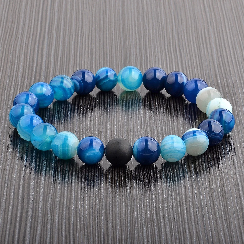 Thumbnail: Men's Spiritual Healing Natural Stone Bead Stretch Bracelet