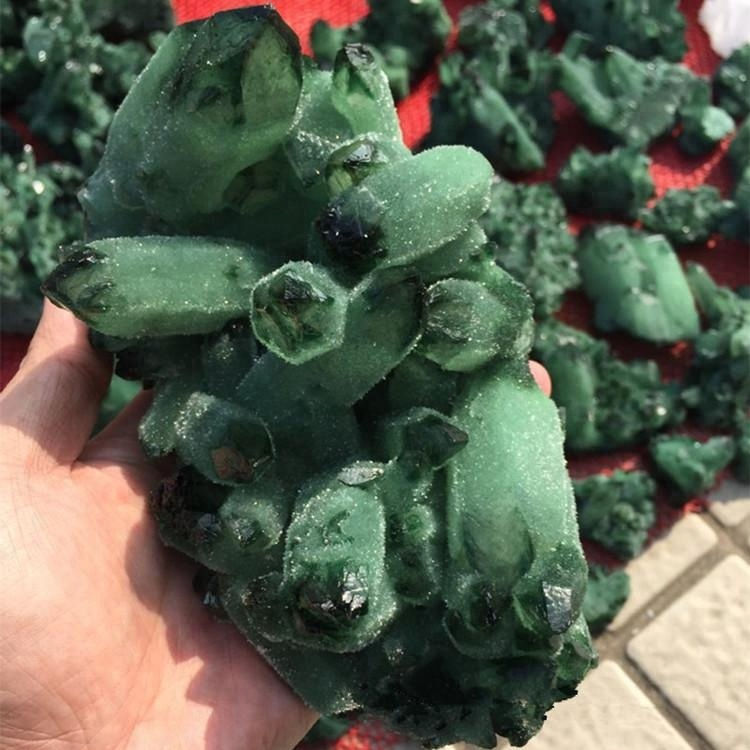 Thumbnail: Wholesale Factory Price Natural Dark Green Crystal Clusters