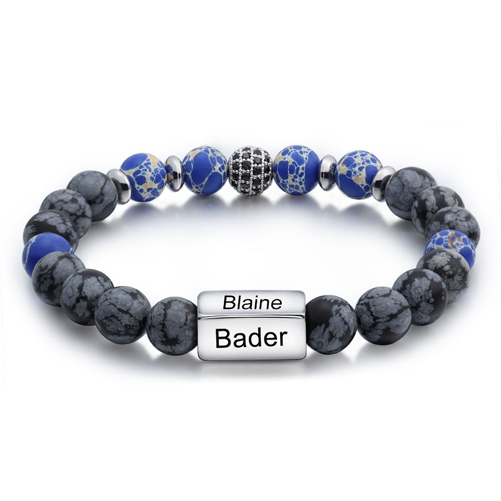 Thumbnail: Personalized Mens Bracelet Customize Engraved 4 Names Men Beaded Chain Bracelet