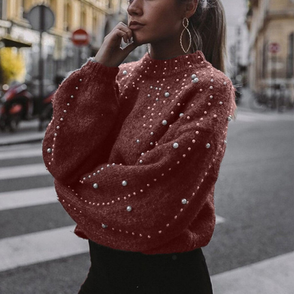 Thumbnail: Women's Casual Pullover Sweater Thick Needle Loose Pearl Sweaters Femme Clothes