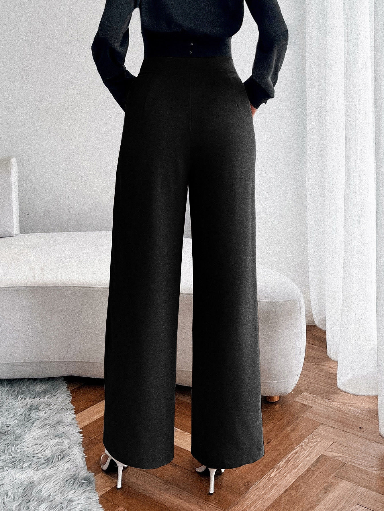 High Waist Fold Pleated Pants