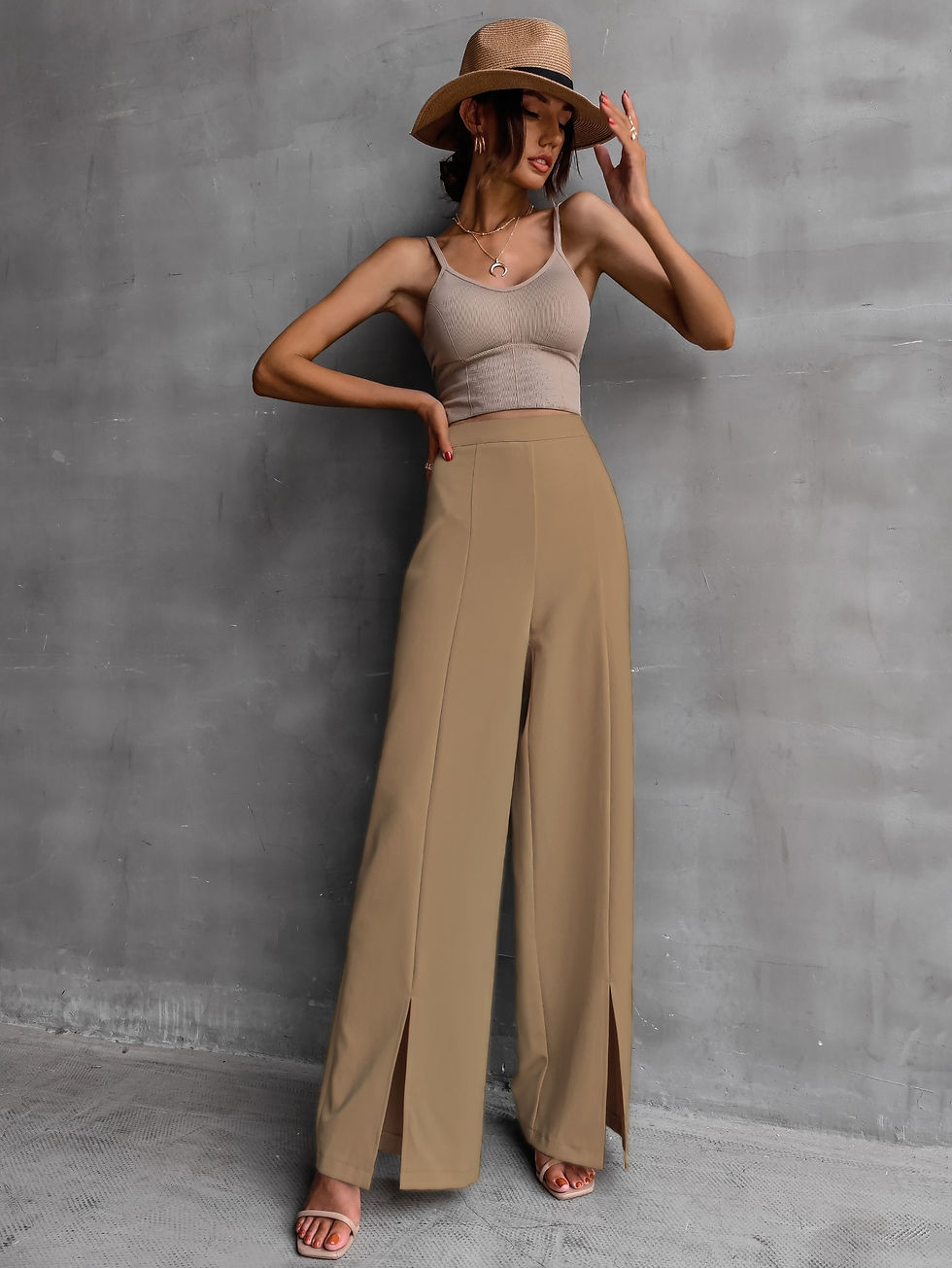 Thumbnail: Solid Split Hem Pants