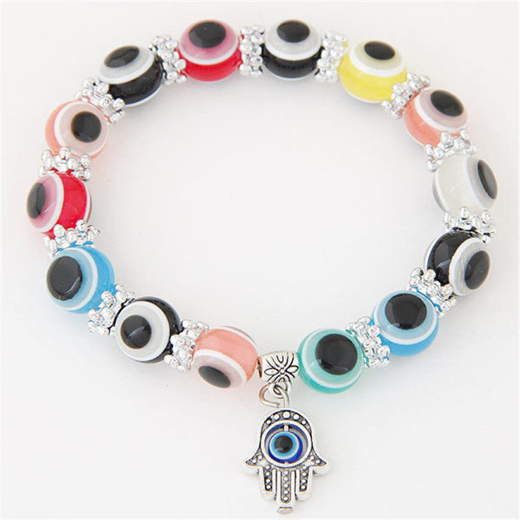 Thumbnail: Ins New Fashion Religious Charms Beaded Evil Blue Eyes Bead bangles jewelry ban
