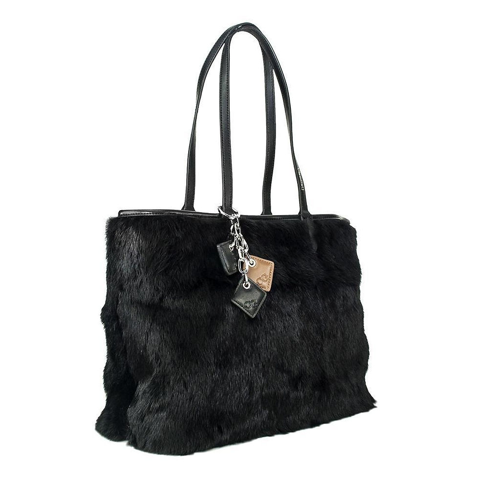 Thumbnail: Olivia Fur+Leather Handbag - Black