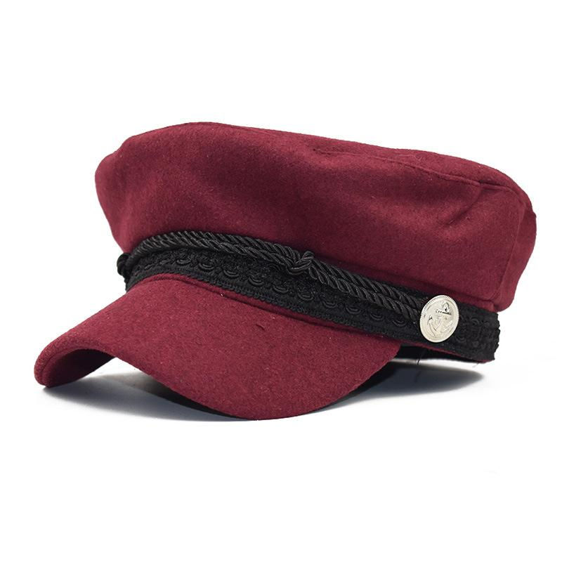 Thumbnail: Caps & Hats Fashion Wool Hat Sun Shading Military Octagonal Autumn Winter Retro