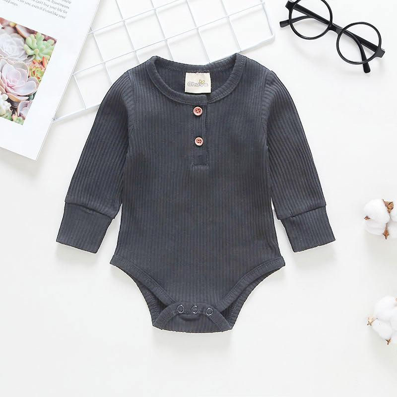 Thumbnail: Baby Rib Rompers Solid Color Spring Fall Kids Boutique Clothing Infant Toddlers