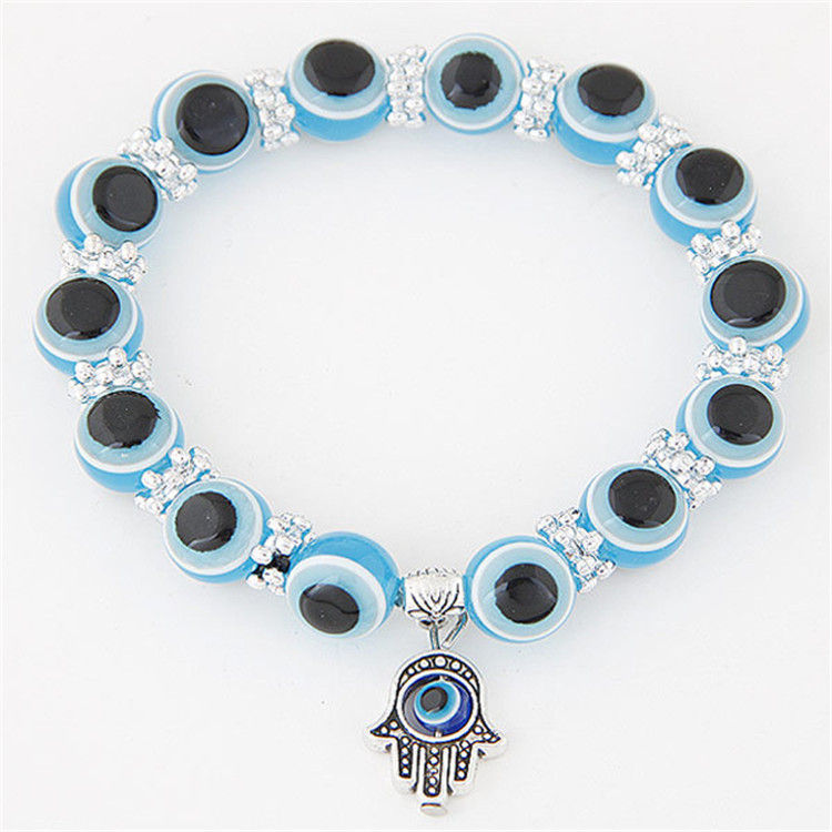 Thumbnail: Ins New Fashion Religious Charms Beaded Evil Blue Eyes Bead bangles jewelry ban