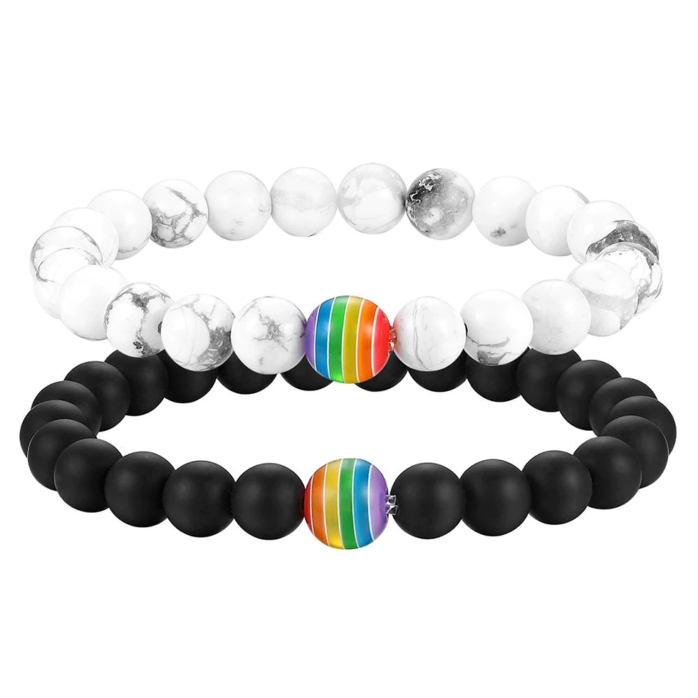 Thumbnail: Boniskiss Rainbow Bead Bracelet Pride Stone Strand Couple Bracelets Male female