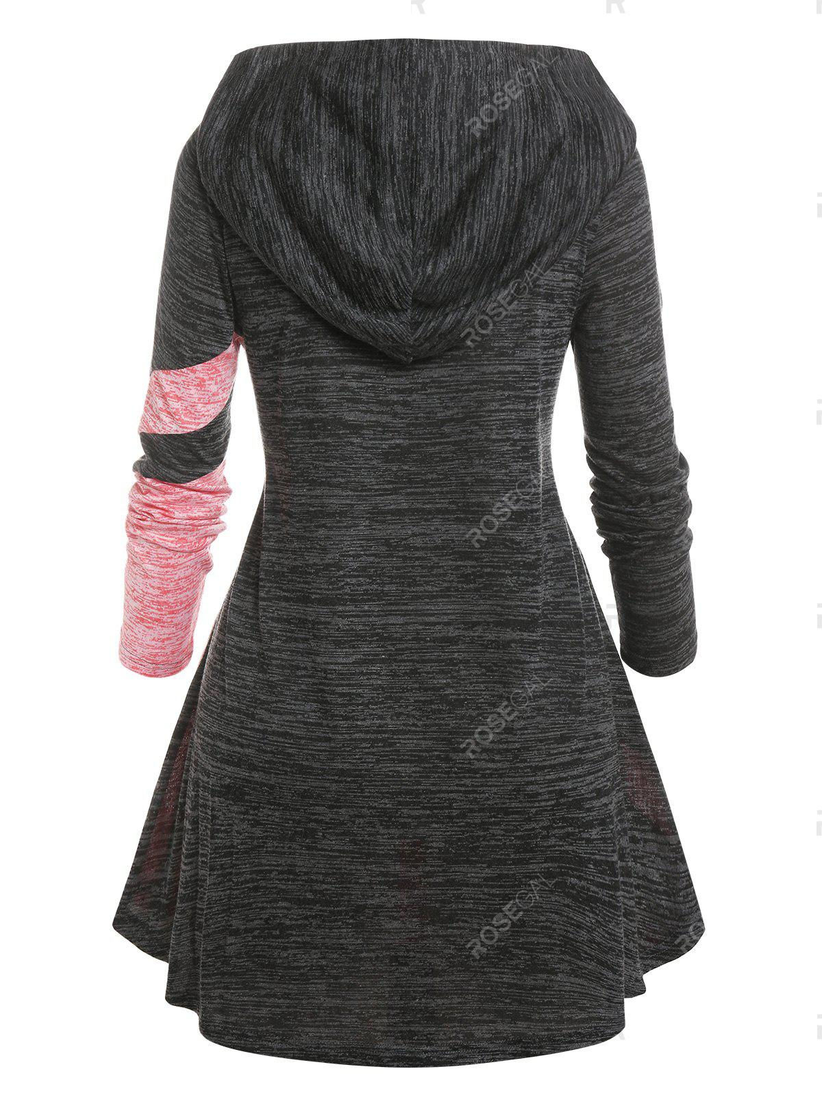 Plus Size Hooded Space Dye Colorblock Tee - 3x
