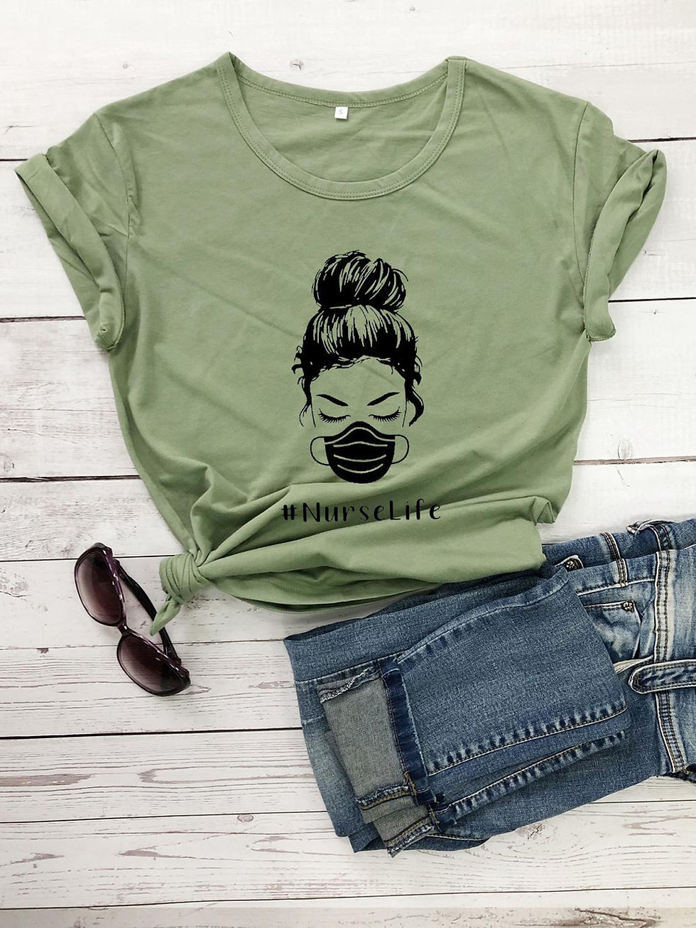 Thumbnail: Nurse Life T-Shirt Nurse Gift Shirts Social Distance  100%cotton Casual
