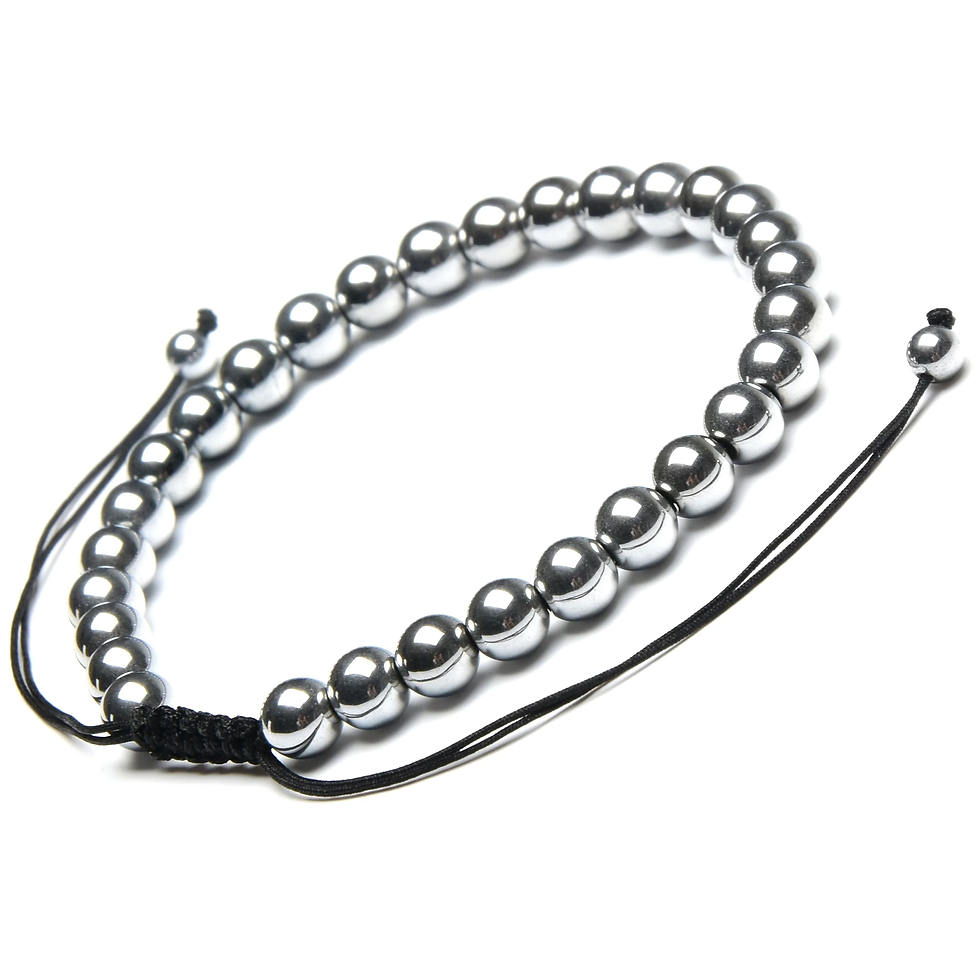 Thumbnail: Hematite Stone Beaded Adjustable Bracelet (6mm)