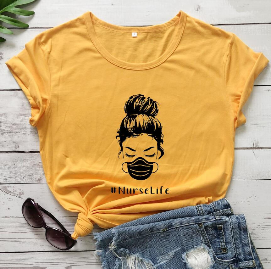 Thumbnail: Nurse Life T-Shirt Nurse Gift Shirts Social Distance  100%cotton Casual