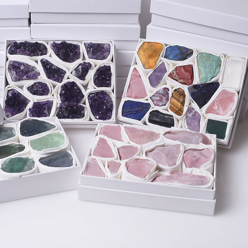 Thumbnail: Various of Crystals Quartz Block Natural Amethyst Rose quartz Reiki Healing Min