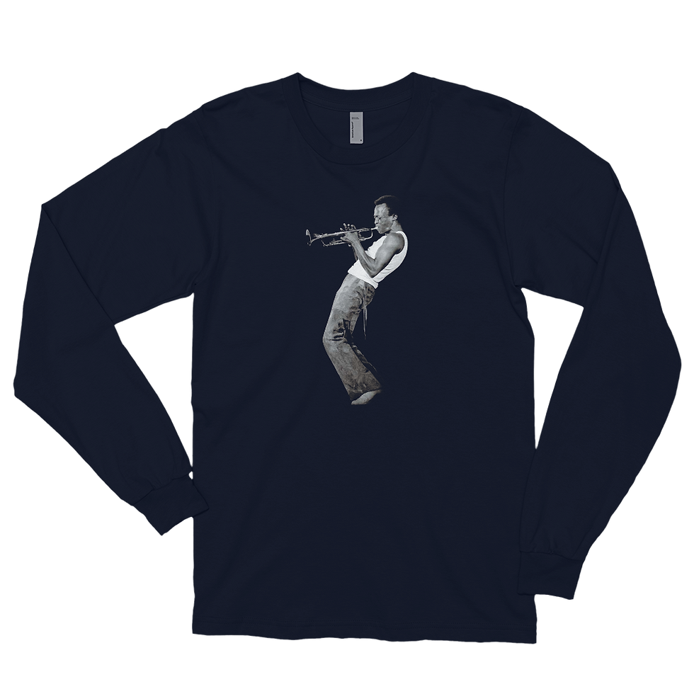 Thumbnail: Miles Davis Playing His Trumpet Artwork Long Sleeve Shirt