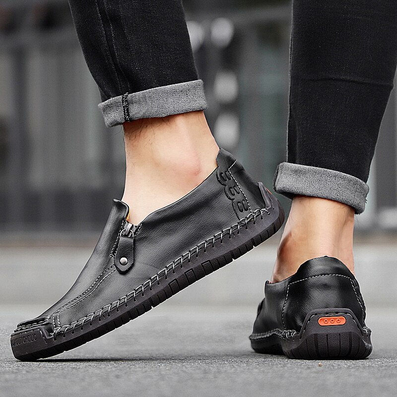 Thumbnail: Men Loafers Shoes Handmade Sewing Leather Mocasines Hombre Lofer Shoes Casual