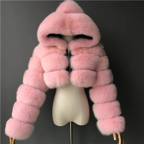 Thumbnail: Real Fox Fur Women Coats Natural Genuine Female Fox Fur Ladies Hooded Fur Coat