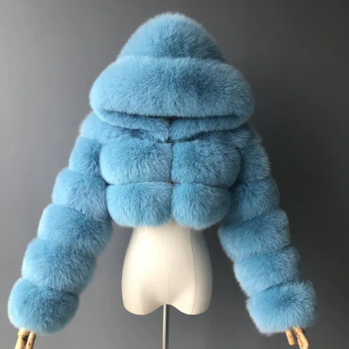 Thumbnail: Real Fox Fur Women Coats Natural Genuine Female Fox Fur Ladies Hooded Fur Coat