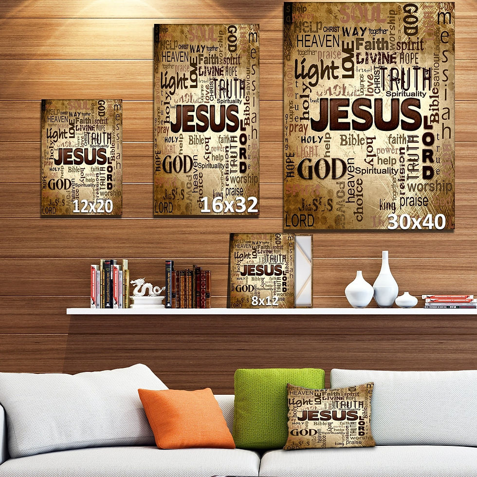 Thumbnail: Designart 'Jesus' word cloud in grunge background' Religious Contemporary on Wr