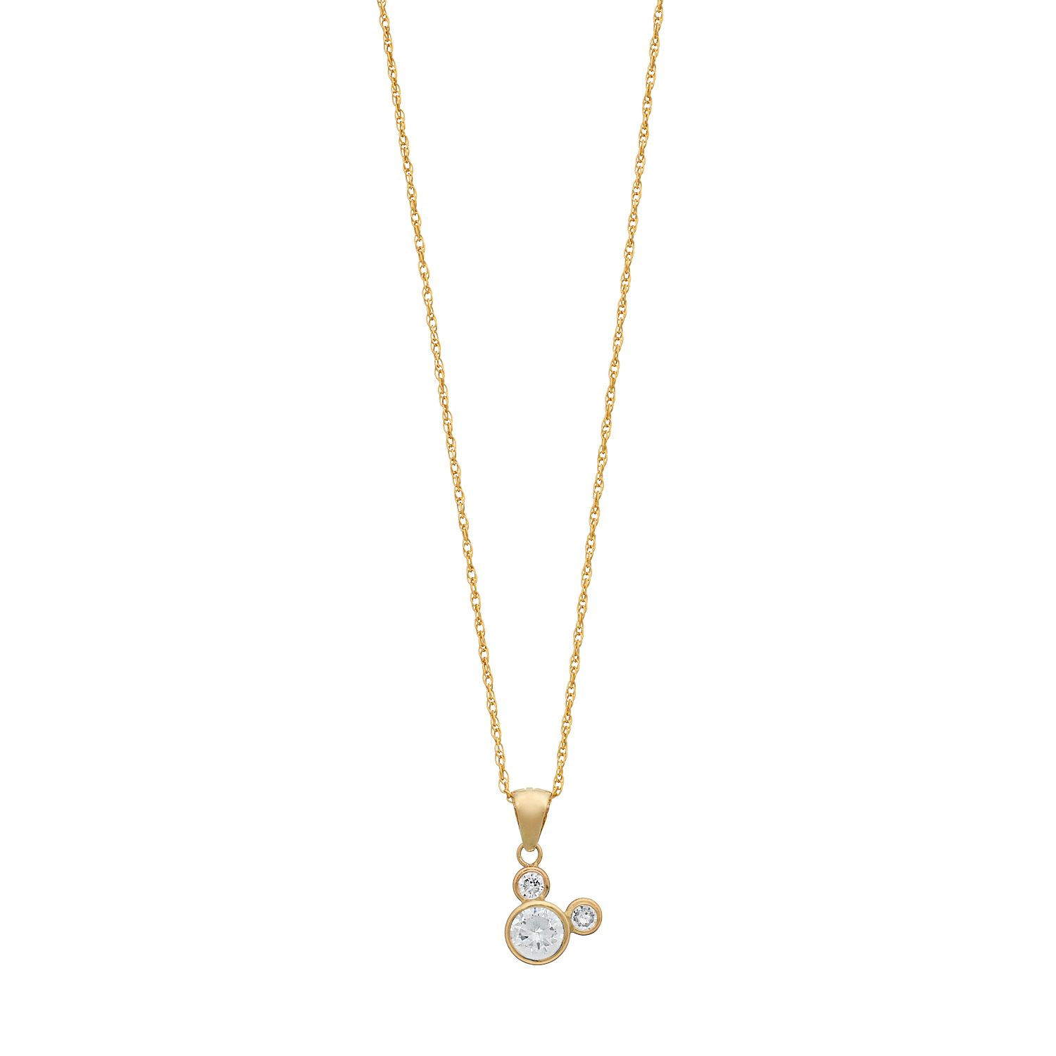 Disney's Mickey Mouse 10K Gold Cubic Zirconia Pendant Necklace
