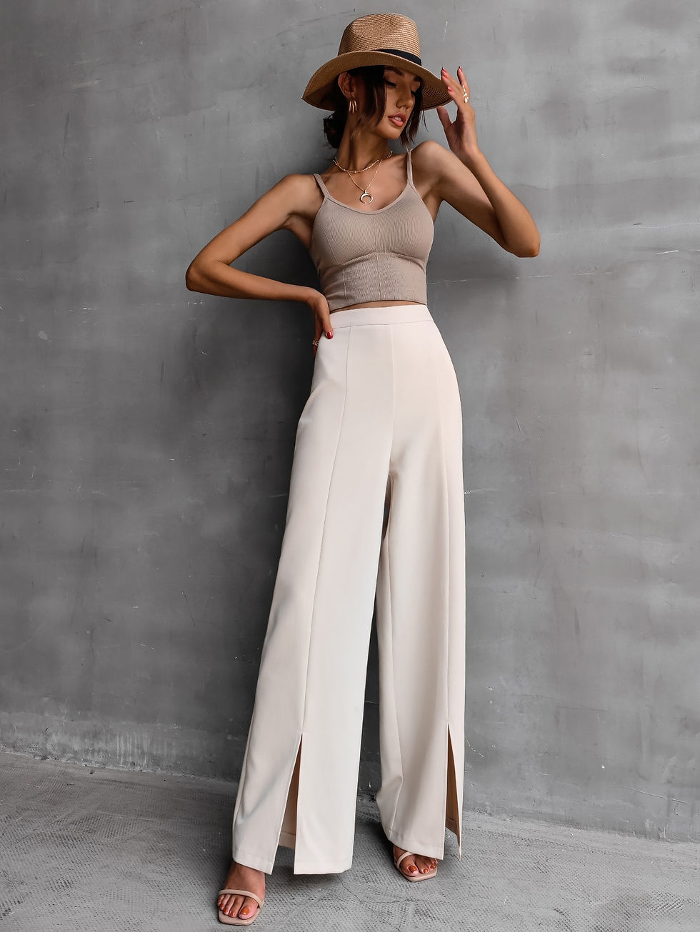 Thumbnail: Solid Split Hem Pants