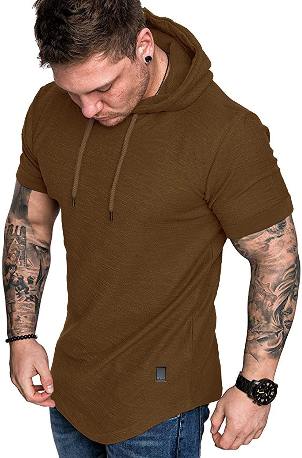 Mens Fashion Athletic Hoodies Sport Sweatshirt Solid Color Fleece Pullover