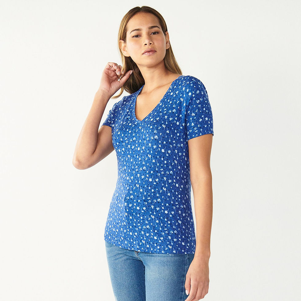 Thumbnail: Women's Nine West Essential Soft-Spun Short Sleeve V-Neck Tee