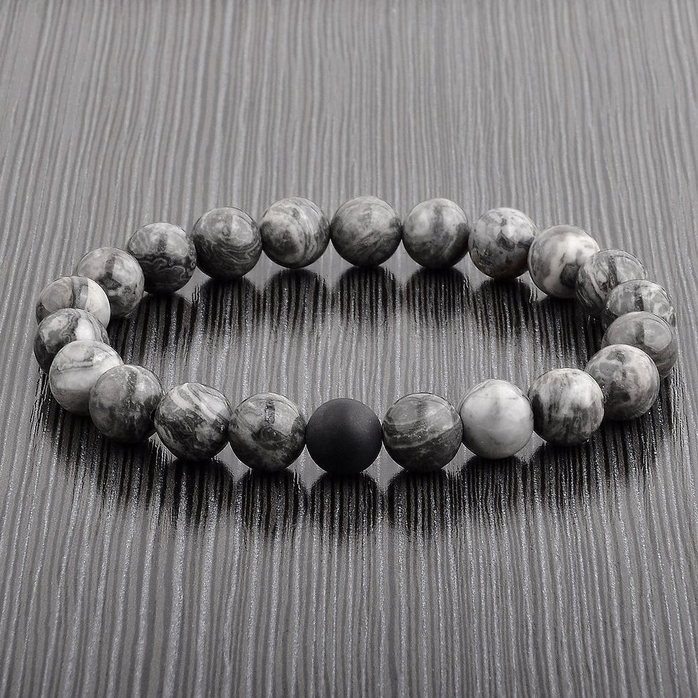 Thumbnail: Men's Spiritual Healing Natural Stone Bead Stretch Bracelet