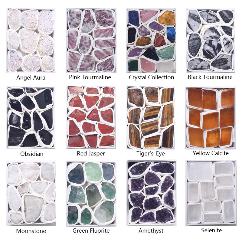 Thumbnail: Various of Crystals Quartz Block Natural Amethyst Rose quartz Reiki Healing Min