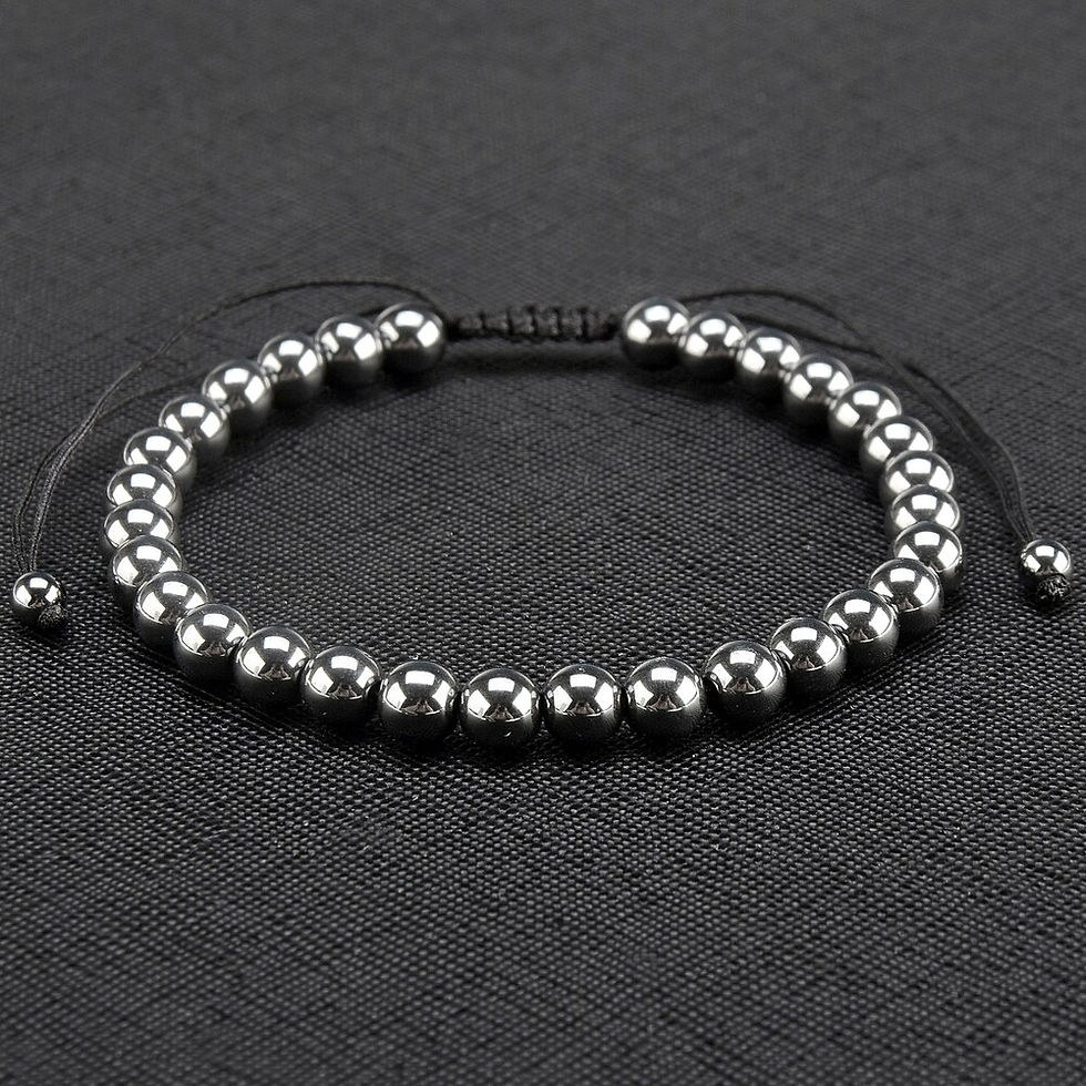 Thumbnail: Hematite Stone Beaded Adjustable Bracelet (6mm)